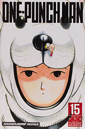 One-Punch Man manga volume 15 cover featuring Watchdog Man wearing his white dog suit.