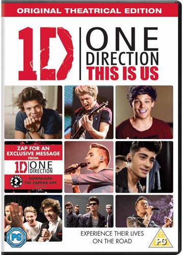 DVD cover for “One Direction: This Is Us” featuring the band members.