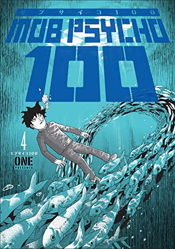 “Mob Psycho 100 Volume 4” book cover: boy sinking amidst fish.