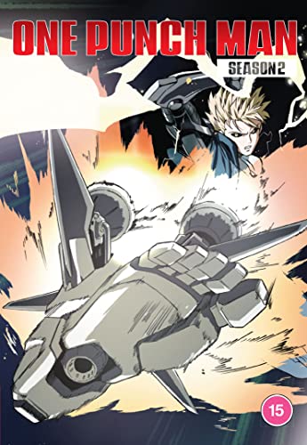 One Punch Man Season Two DVD cover featuring anime characters and a jet.