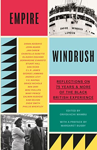 Book cover: "Empire Windrush" with ship image and portraits of people.
