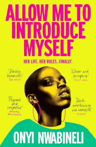 Yellow book cover with a portrait of Onyi Nwabineli and pink title text.