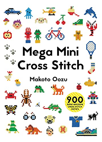 Book cover displaying colorful, pixelated cross stitch designs and title text.