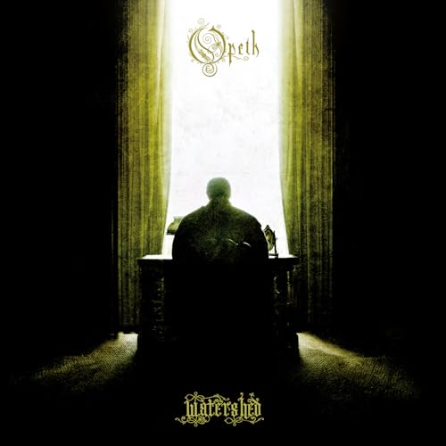 Silhouette of a person sitting at a desk before a bright window, Opeth Watershed album.