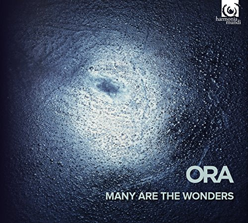 CD cover with textured, swirling blue design and white text: "ORA Many Are The Wonders."