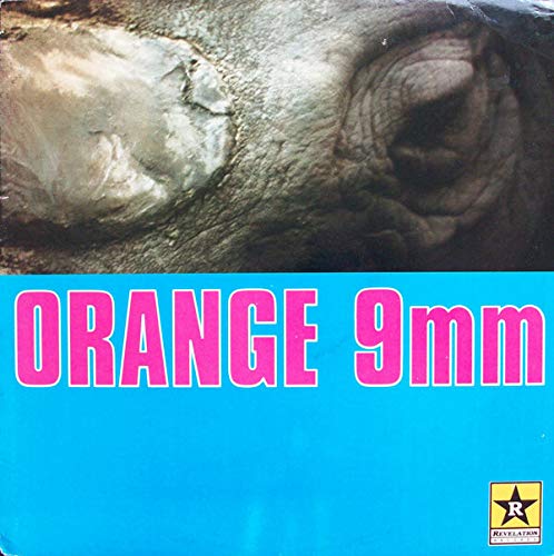 Orange 9mm vinyl record cover with textured elephant skin design.
