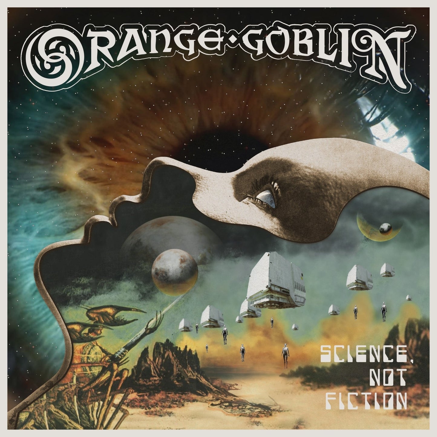 Album cover for Orange Goblin’s “Science Not Fiction” with space imagery.