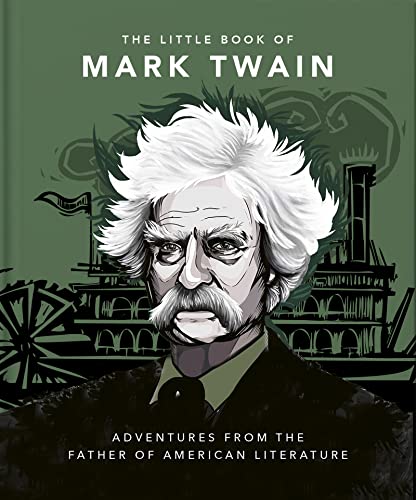 Book cover featuring illustrated portrait of Mark Twain with steamboat imagery.