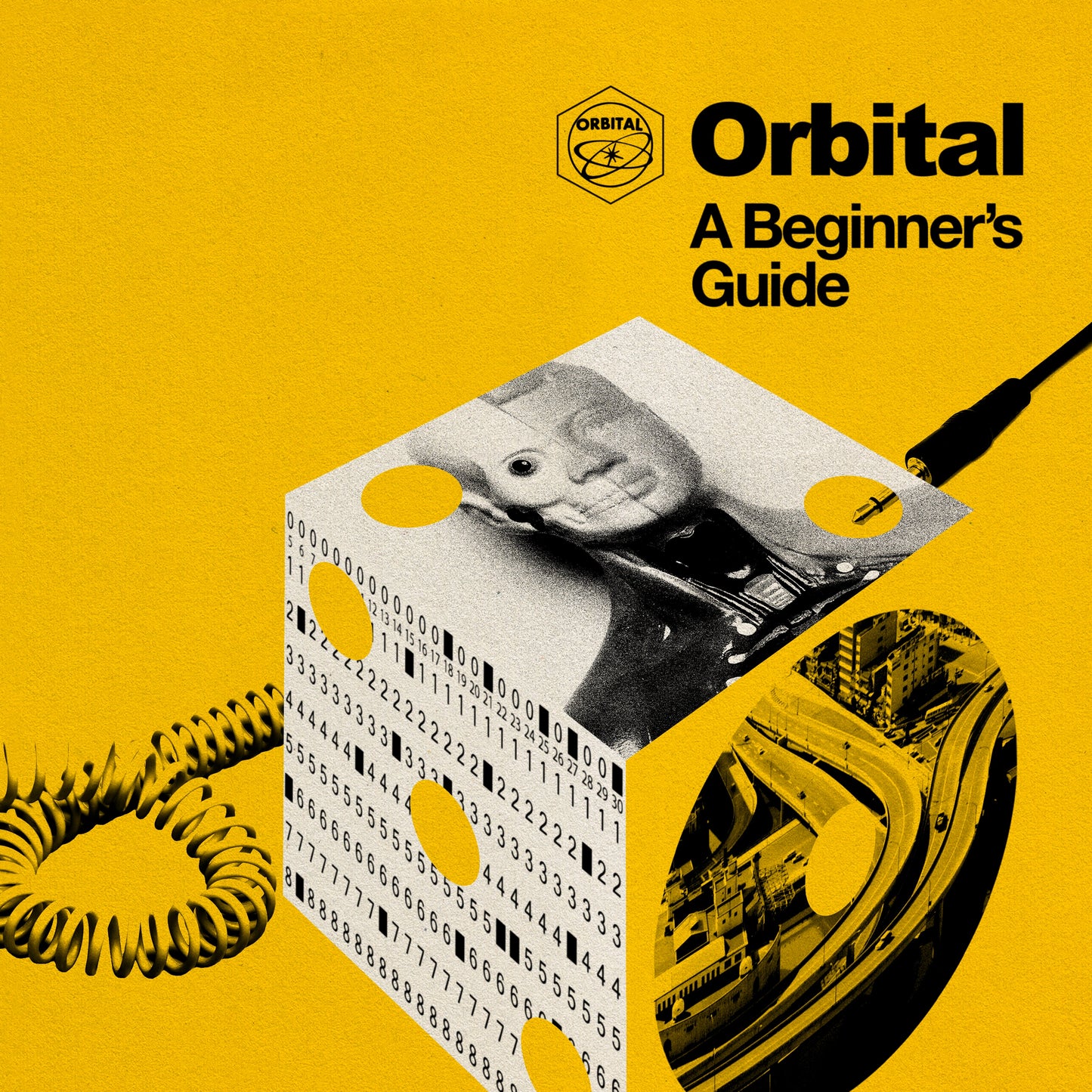 CD cover for "Orbital - A Beginner's Guide" with retro tech collage.