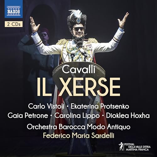 CD cover for Cavalli’s opera *Il Xerse* featuring a costumed performer.