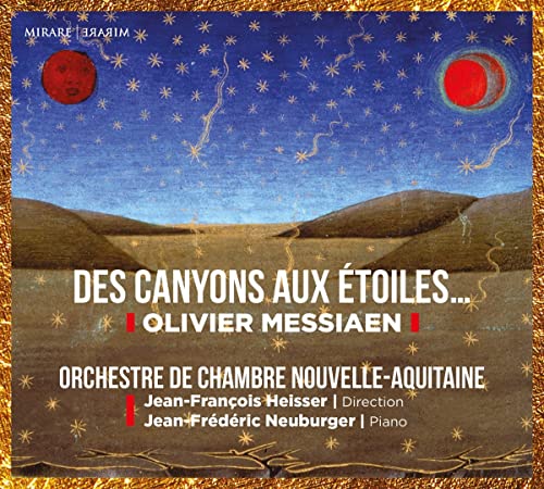 CD cover: starry nightscape with red orbs and canyon illustration.