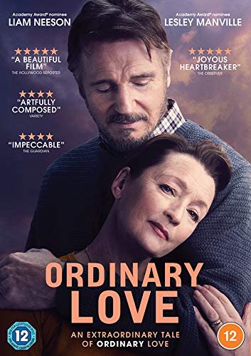 DVD cover for "Ordinary Love" featuring Liam Neeson and Lesley Manville embracing.