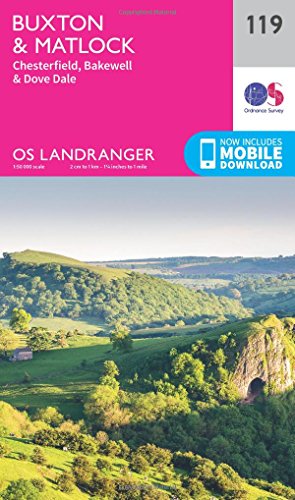 Ordnance Survey Landranger map 119, covering Buxton, Matlock, and the Peak District.