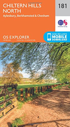 Ordnance Survey Explorer map 181 of the Chiltern Hills North area.