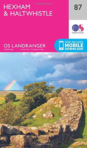 Ordnance Survey Landranger map 87 cover, showing Hexham, Haltwhistle, and a rainbow.