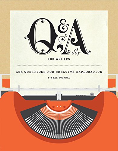 Journal with large “Q&A” lettering over a vintage orange typewriter.