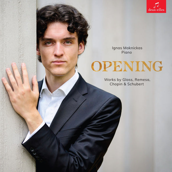 CD cover featuring pianist Ignas Maknickas in a suit, titled "Opening".