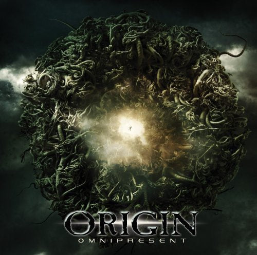 Dark album cover with swirling, organic shapes and the band name "Origin".