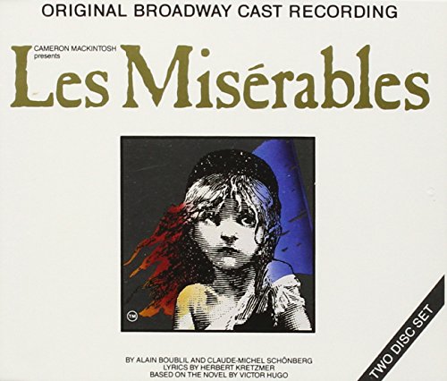 “Les Misérables” 1987 Broadway cast recording CD cover with a portrait.