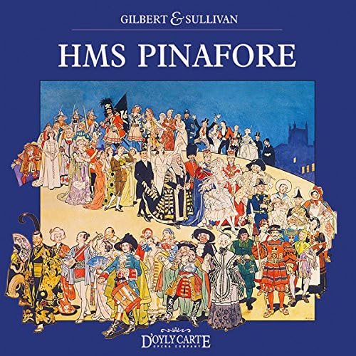 Vintage illustration of a large group in period costumes for HMS Pinafore.