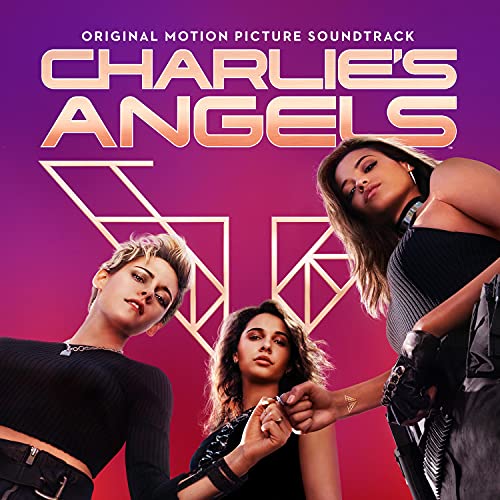Three women posing against a purple background with the Charlie's Angels movie title logo.