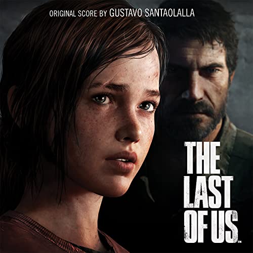 The Last of Us vinyl cover featuring Ellie and Joel with the game title.