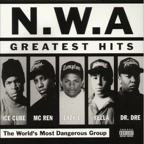 N.W.A. Greatest Hits vinyl record, black disc in a cardboard sleeve.