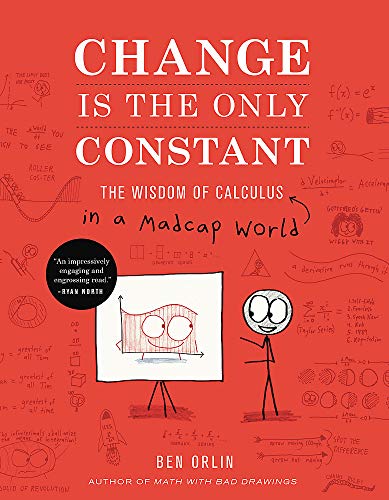 Book cover with red background, whimsical illustrations, and calculus equations.