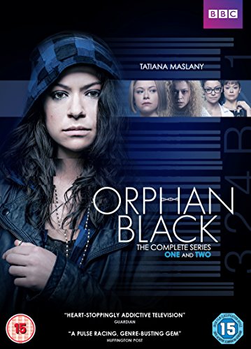 DVD cover for “Orphan Black” featuring Tatiana Maslany and multiple faces.