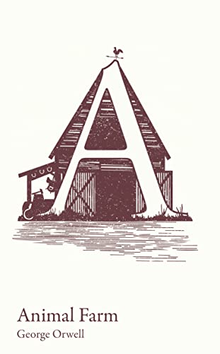 Book cover featuring a large letter A shaped like a barn, titled Animal Farm.
