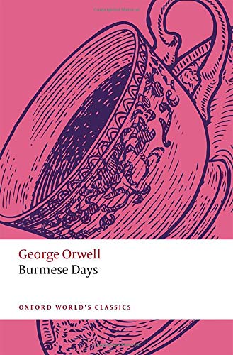 Book cover for Burmese Days by George Orwell featuring a purple teacup illustration.