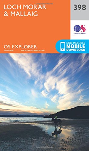 Ordnance Survey Explorer map 398 of Loch Morar and Mallaig featuring a beach scene.