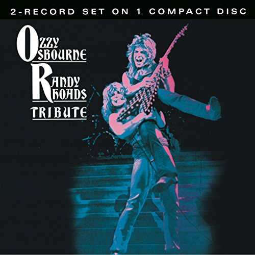 Ozzy Osbourne and Randy Rhoads album cover, blue tint, concert photo.