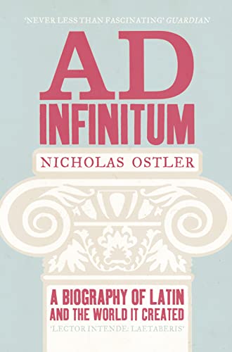 Book cover: “Ad Infinitum,” a biography of Latin, with a column.