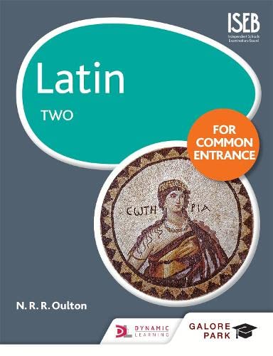 Latin textbook cover with a mosaic portrait and teal background.