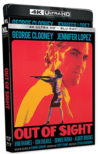 Out of Sight" Blu-ray case featuring George Clooney and Jennifer Lopez.