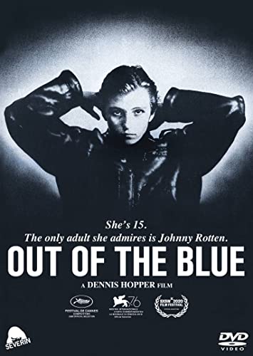 DVD cover for "Out of the Blue" featuring a young woman in a jacket.
