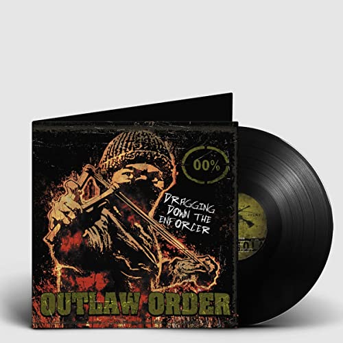 Vinyl record and album cover featuring a masked figure with a weapon.