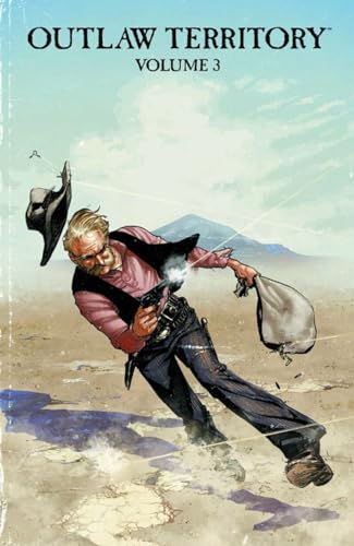 Comic book cover: a man with a gun runs across a desert landscape.