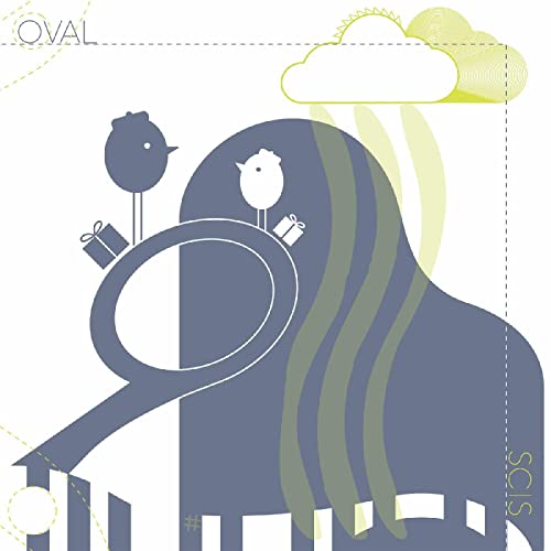 Vinyl album cover with illustrated birds, gifts, and abstract shapes.
