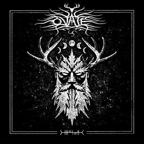 Black and white album cover with a horned, leafy face and band logo.