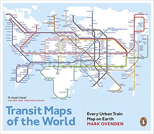 Book cover displaying a world map overlaid with colorful urban train lines.
