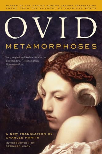 Book cover: “Metamorphoses” by Ovid, featuring a woman with ram’s horns.
