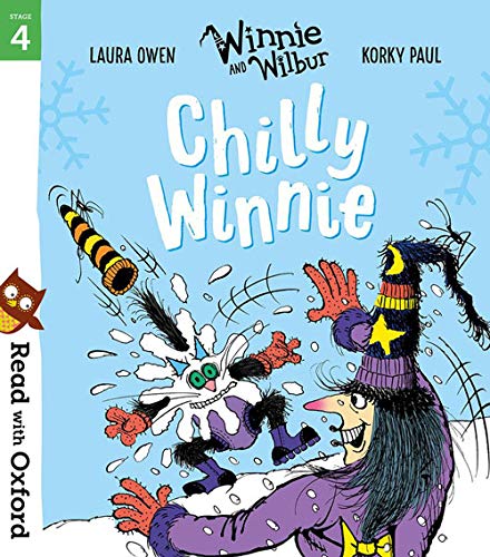 Book cover: Winnie and Wilbur in the snow, with a witch and cat.