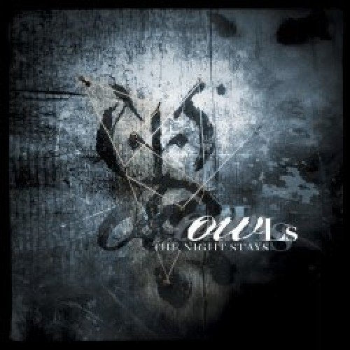 CD cover for “Owls - The Night Stays” with abstract, dark imagery.