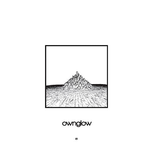 A black-and-white album cover featuring a stylized mountain landscape and the text "ownglow".
