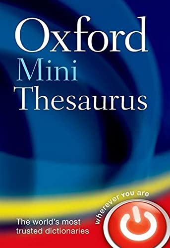 Cover of “Oxford Mini Thesaurus” book with blue and red design.