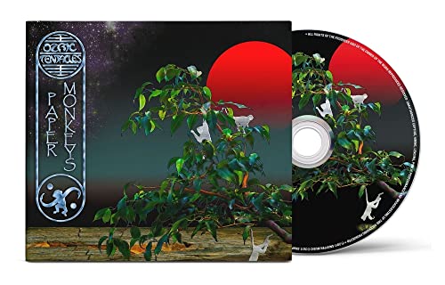 CD case for Ozric Tentacles’ “Paper Monkeys” featuring monkeys in trees.