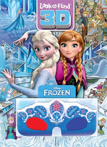 Disney Frozen 3D Look and Find book with Anna, Elsa, and 3D glasses.