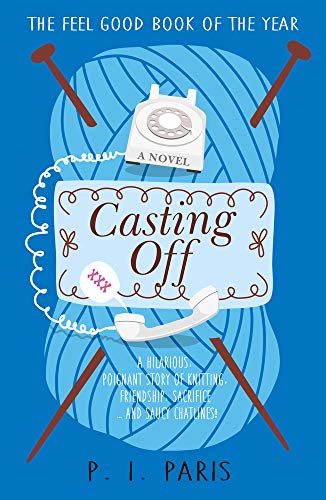 Book cover: yarn, knitting needles, telephone, and title "Casting Off.